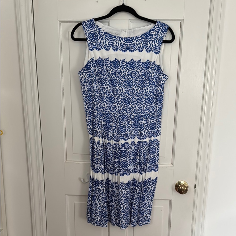 Blue and White Sleeveless Dress